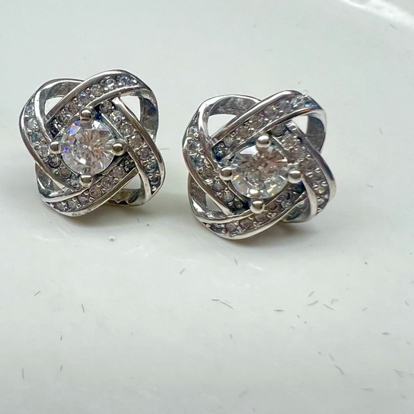 925 Sterling Silver Rhinestone Women’s Earrings - Picture 4 of 6